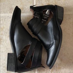 Black cut-out Buckle Booties | Shoe Republic LA